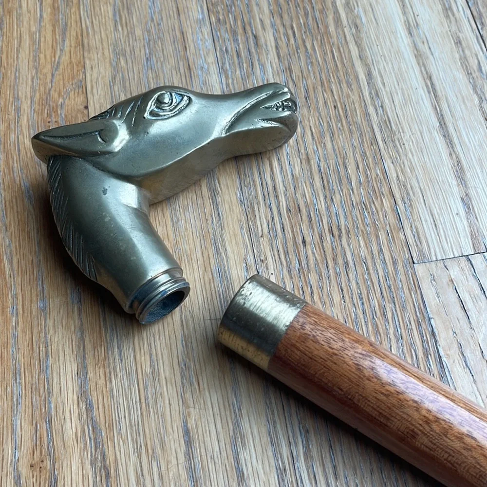 Weird brass horse head cane topper - Picture 2 of 11